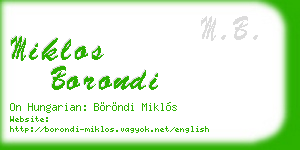 miklos borondi business card